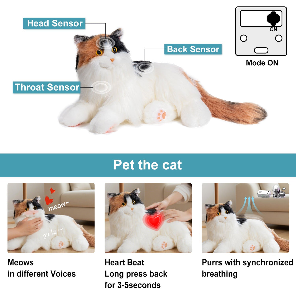 Percy Robot Cat - Interactive Emotional Support Pet Weighted