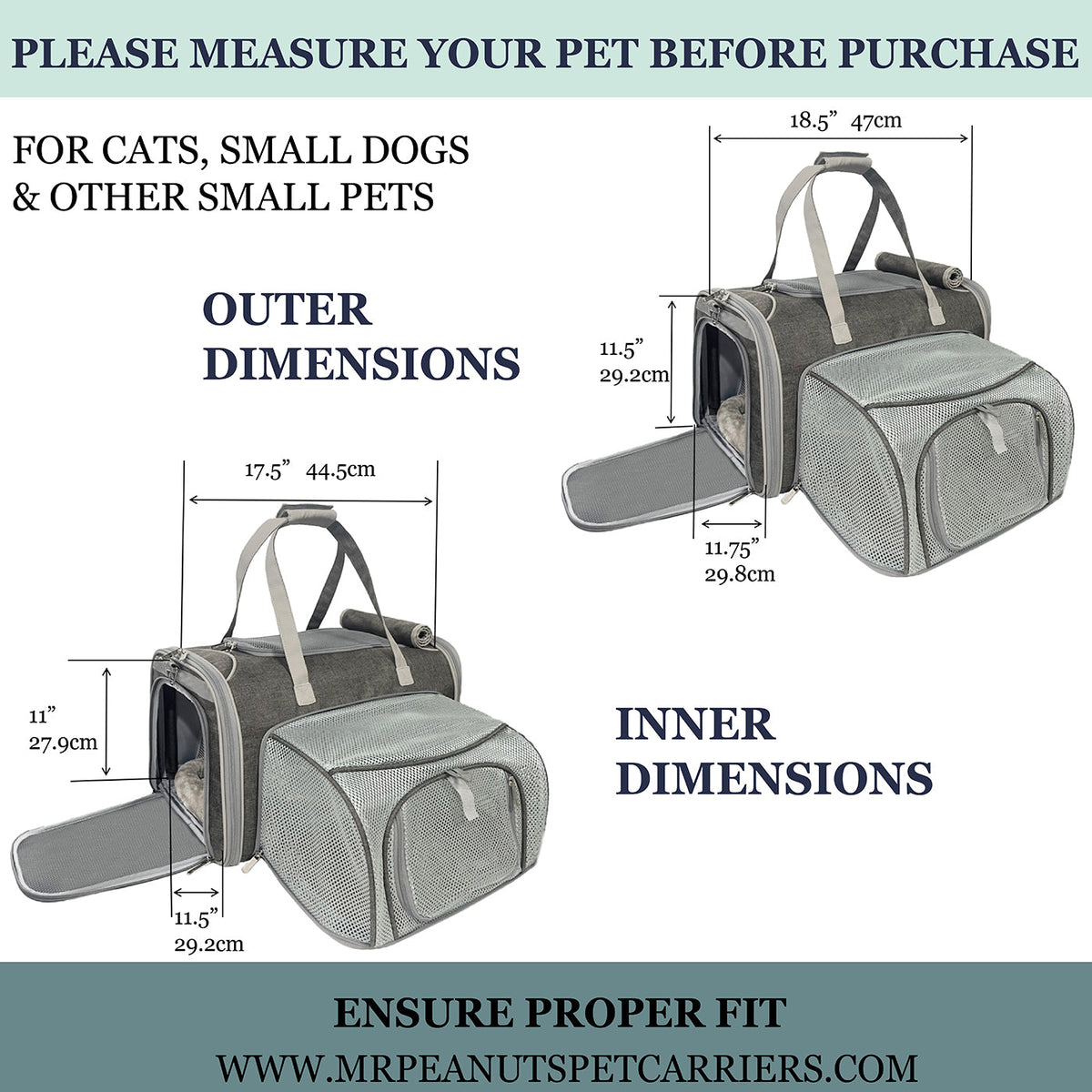 Mr. Peanut's Gold Series Standard Size Airline Compliant Expandable Pet Carrier V3.0